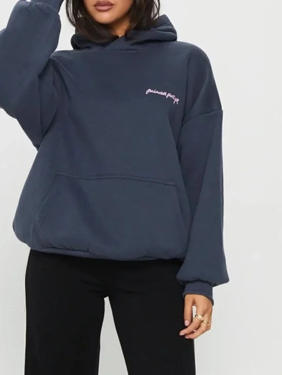 Princess Polly Love Letter Graphic Hoodie in Navy 🆕 - Picture 3 of 7